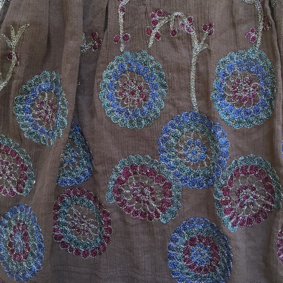 Free People camisole slit back/embroidered gauze feminine floral - Picture 3 of 8